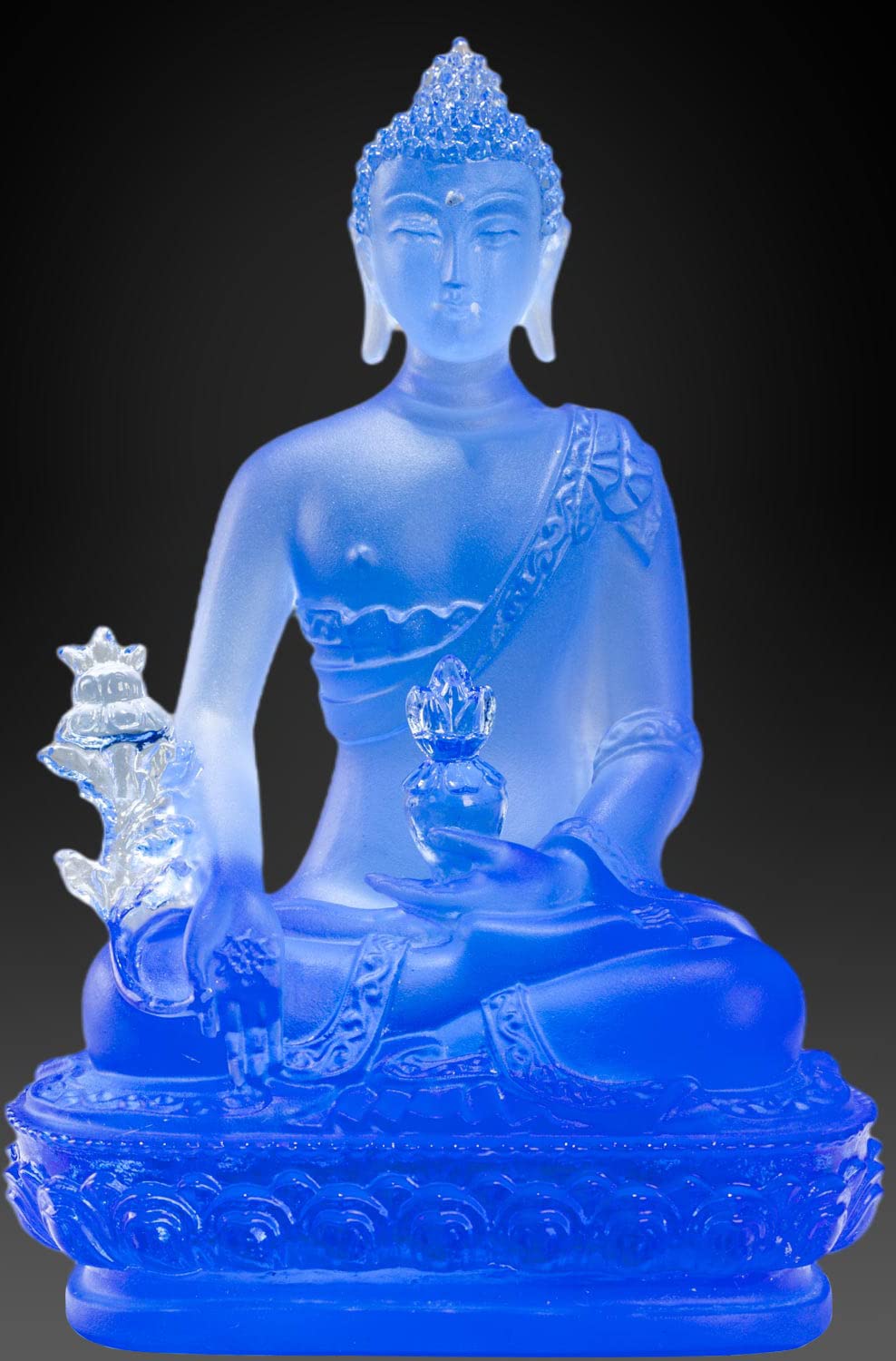 Small Crystal Medicine Buddha Statue for Indoor Home Decor (Blue)