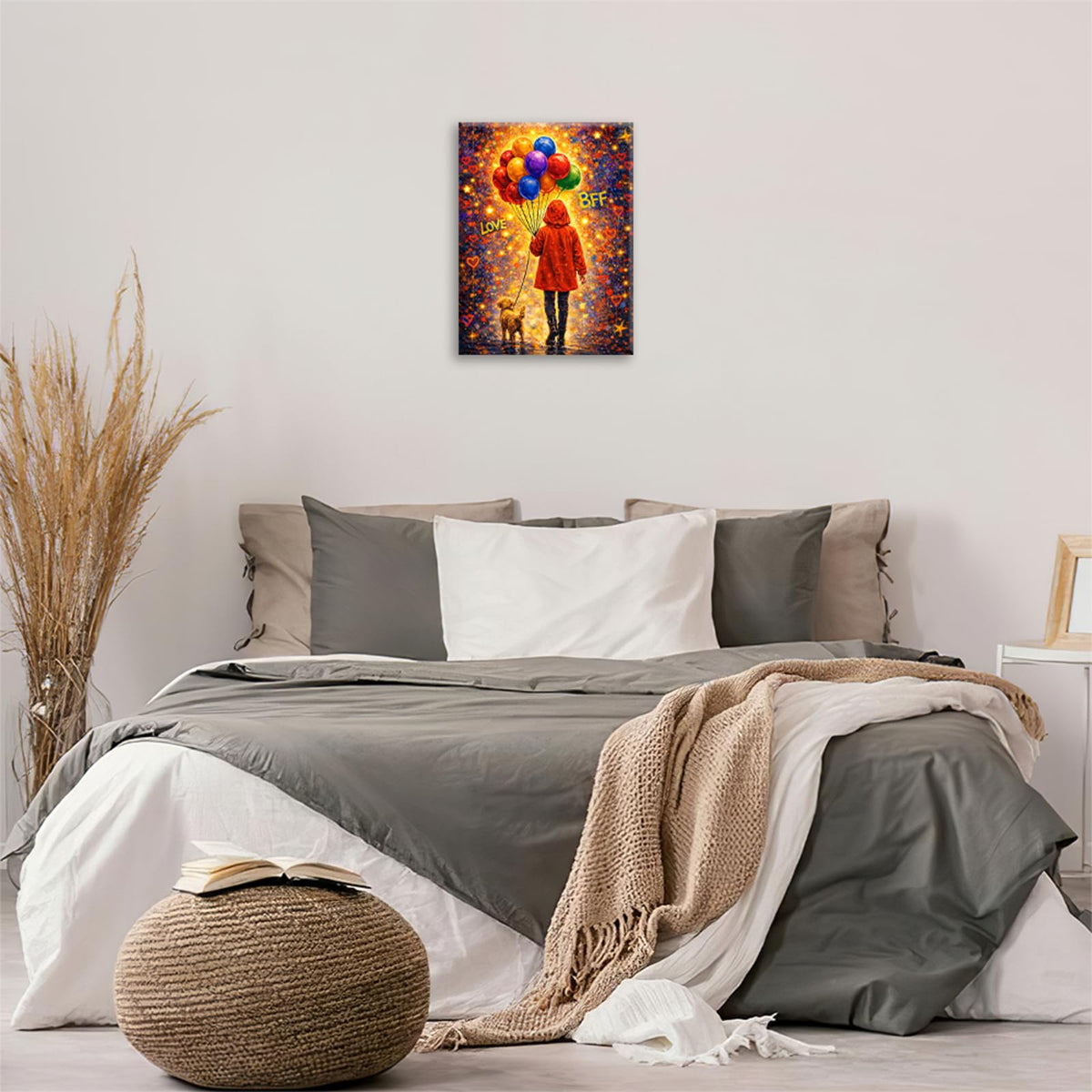 Banksy Street Graffiti Wall Art Balloon Canvas Wall Decor Street Art Painting Pictures for Bedroom Living Room 16"x24" (Back View Graffiti / 24"L x 16"W)