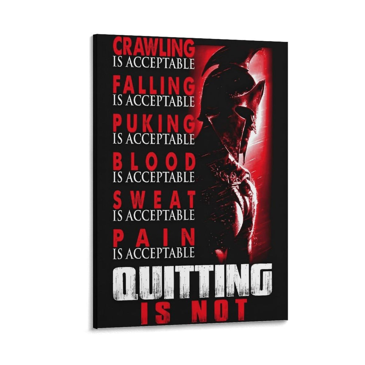 Spartan Quitting Is Not Motivational Gym Fitness Warrior Helmet Canvas Printing Wall Art Prints Wall Decor Posters Red Black Stoic Home Gym Bedroom Office Training Inspiration 20x30inch (style-19 / 20x30inch(50x75cm) Frame)