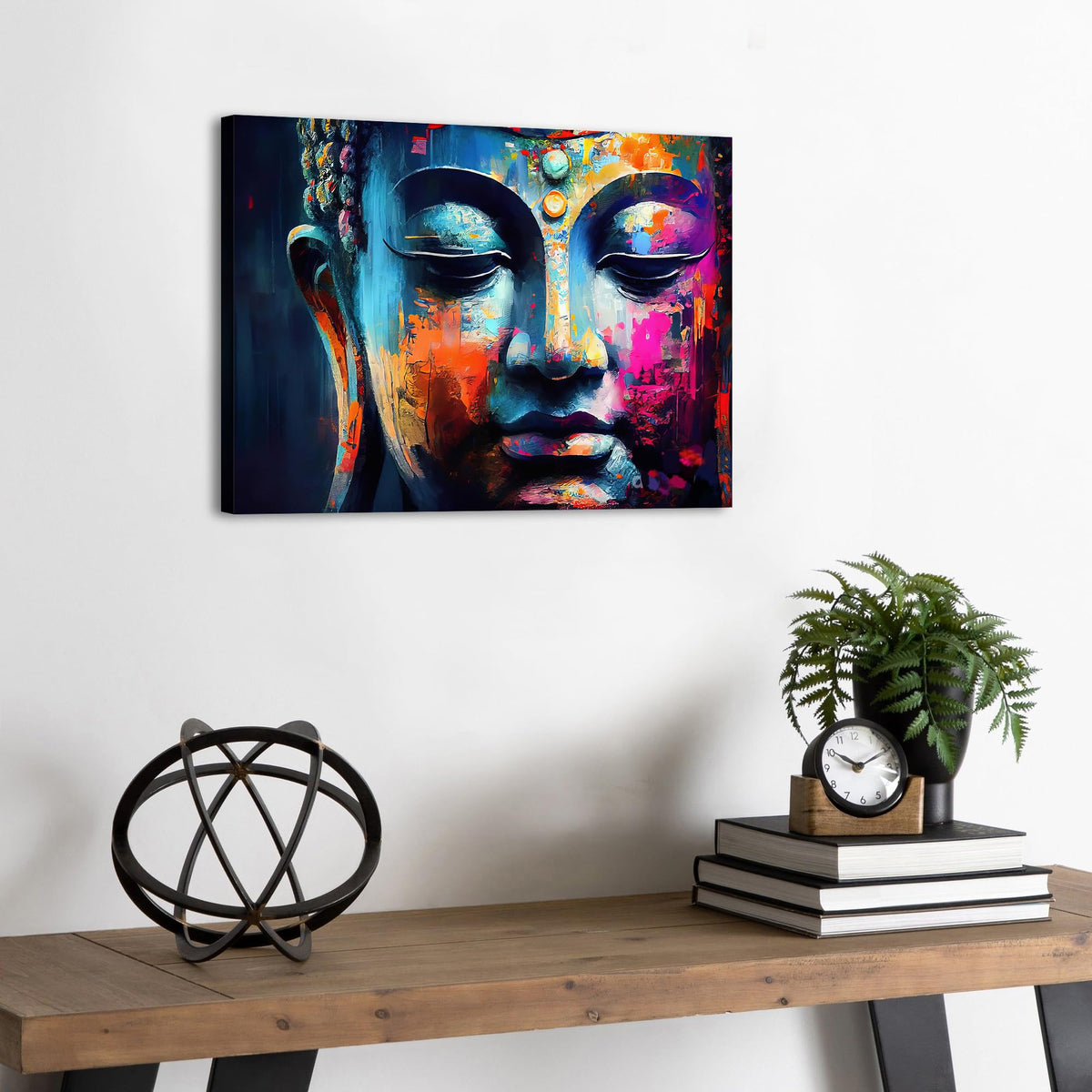Abstract Buddha Wall Art for Living Room Colorful Buddha Mable Texture Canvas Picture Zen Wall Decor Pink Blue Thai Religious Artworks Spiritual Painting Prints Bedroom Office Home Decorations 12x16" (16"L x 12"W / Buddha)