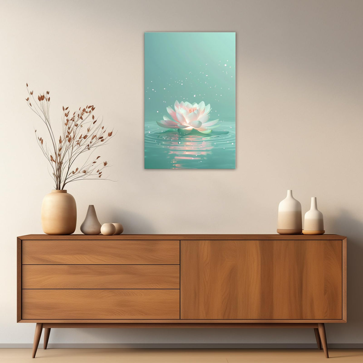 Lotus Flower Wall Art Minimalist Zen Calming Floral Canvas Print Water Lily Art for Living Room Bedroom Meditation Room Decor (Artwork-6 / 24"L x 16"W)