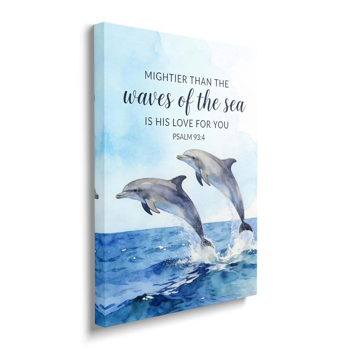 Dolphin Canvas Wall Art Inspirational Print Painting Framed ArtWork 12"x16" (Two Dolphins / 16"L x 12"W)