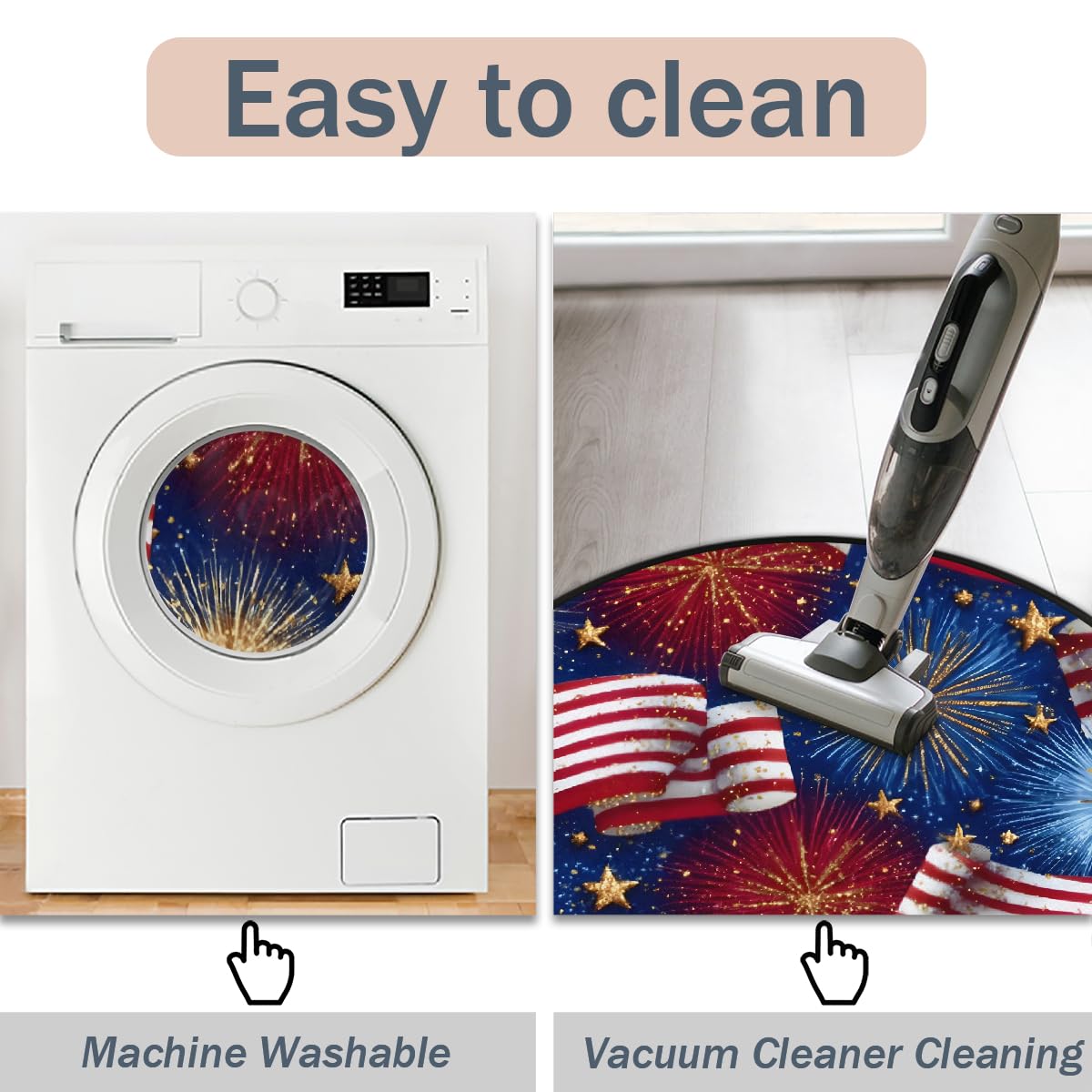 3 Ft American Flag Round Rug Circle Area Rugs Circular Door Mat for Indoor (Color32 / 3' (Round))
