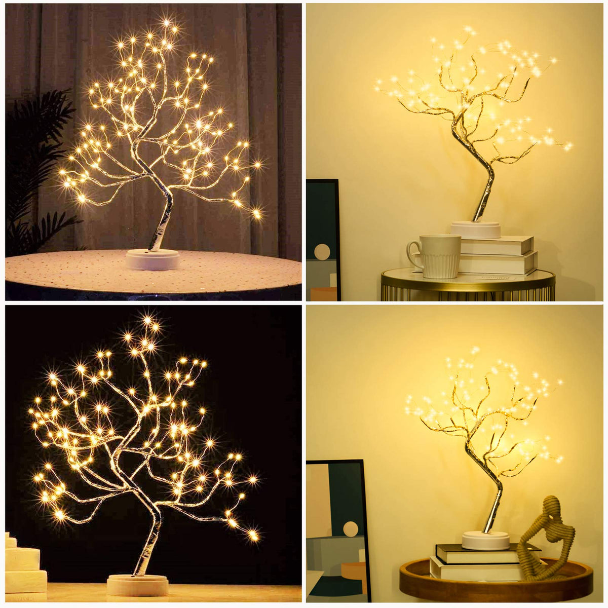 2 Pack 108 LED Sparkly Fairy Spirit Tree Lamp Remote Control Timer (Warm White-White)