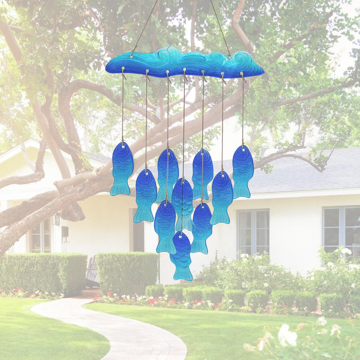 Sea Glass Fish Wind Chimes for Outside
