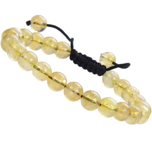 Adjustable Handmade Gem Semi Precious Gemstone 8mm Round Beads Stretch Bracelet Unisex (Citrine / 8mm)