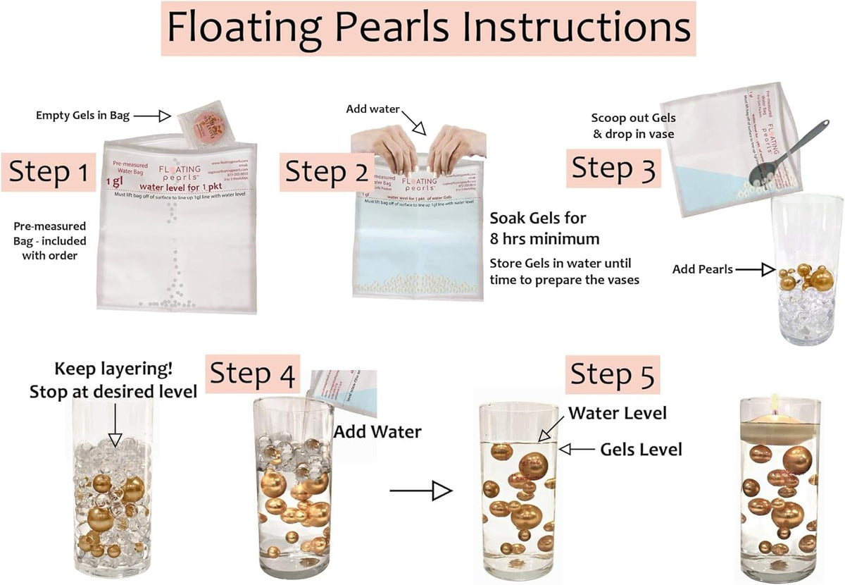 100 Floating Light Pink Pearls (Light Pink / 100 Pearls & Gems+LightsWarmWhite)
