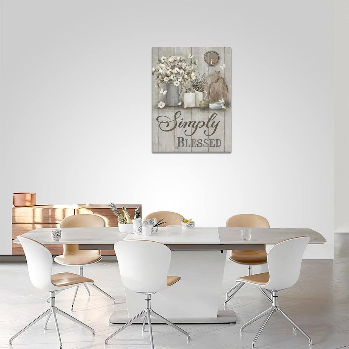 Farmhouse Kitchen Decor Wall Art Rustic Cotton Simply Blessed Christian Religion Pictures Wall Decor Canvas Painting Prints Artwork Home Decorations Framed for Kitchen Bedroom 12"x16" (Simlpy Blessed / 16"L x 12"W)