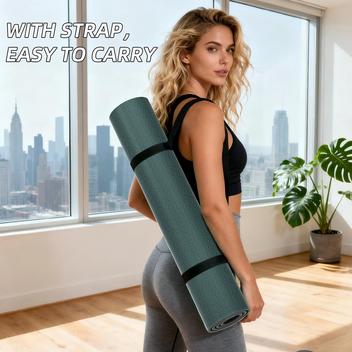 Yoga Mat 10mm Extra Thick and Extra Long (Dark Green+Dark Grey)