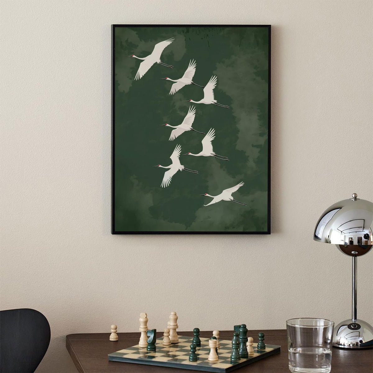 Japanese Flying Black Framed Wall Art Vintage Bird Pictures Decor Poster 12x16 inch Rustic Nature Animal Canvas Prints Minimalist Home Decor for Asian Style Living Room Bedroom Office Zen Ready to hang (Black Framed / Japanese Canvas / 16"L x 12"W)