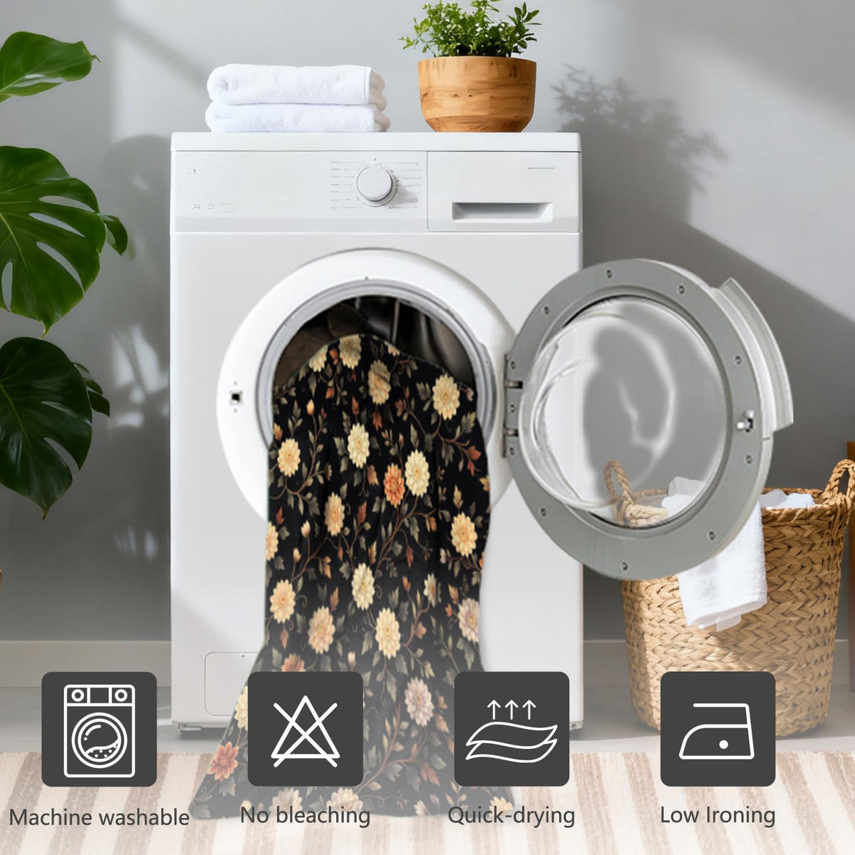 Vintage Floral Shower Curtains for Bathroom (Dark Floral-a)