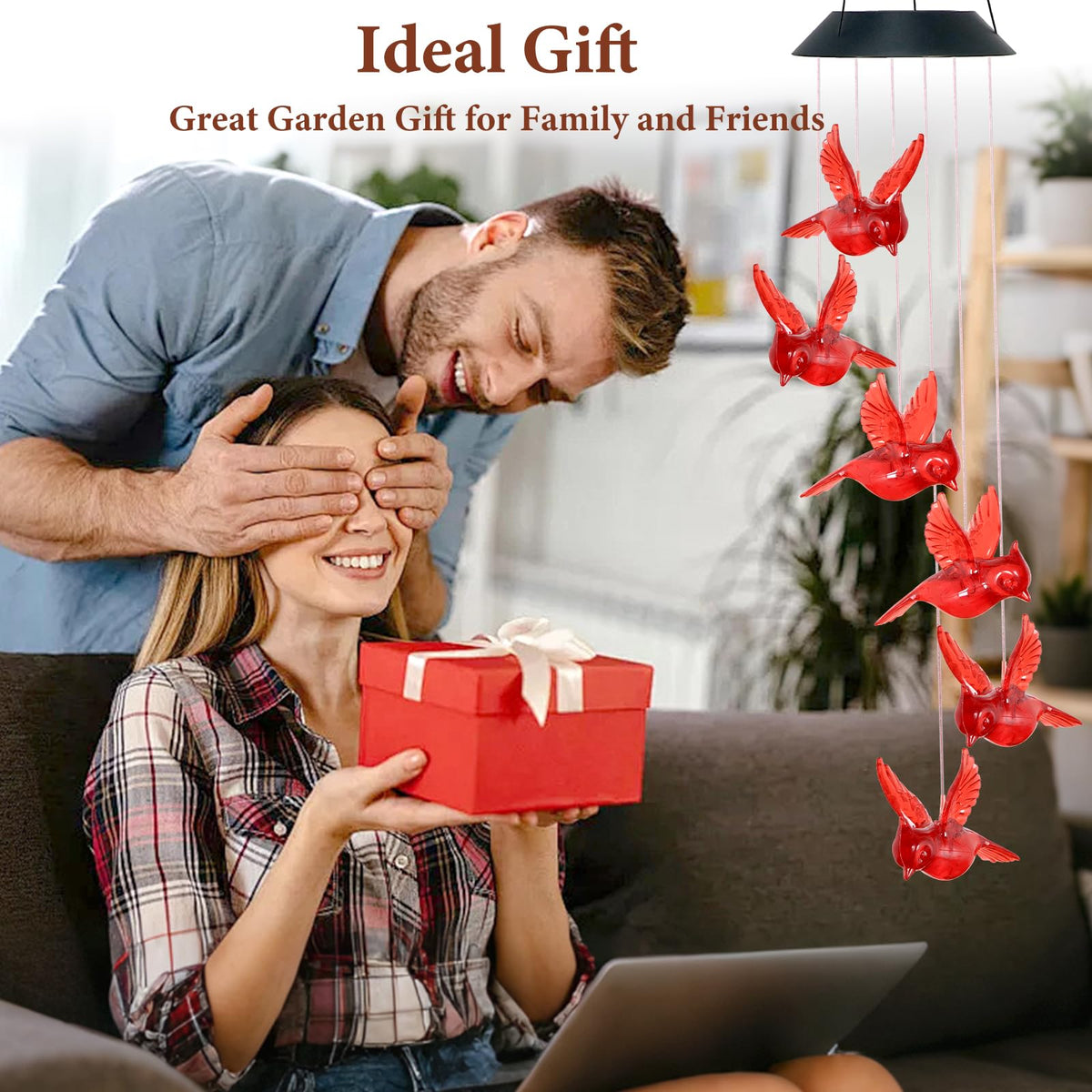 Cardinal Solar Wind Chimes Outdoor Christmas Cardinal Gifts for Women