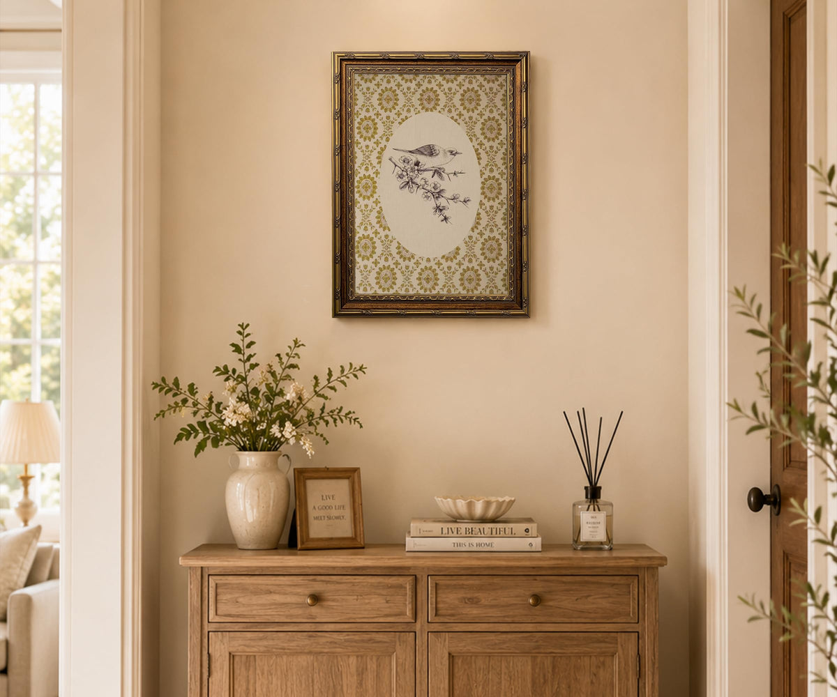 Gold Framed Vintage Bird Wall Art (Bird / 16"L x 24"W)