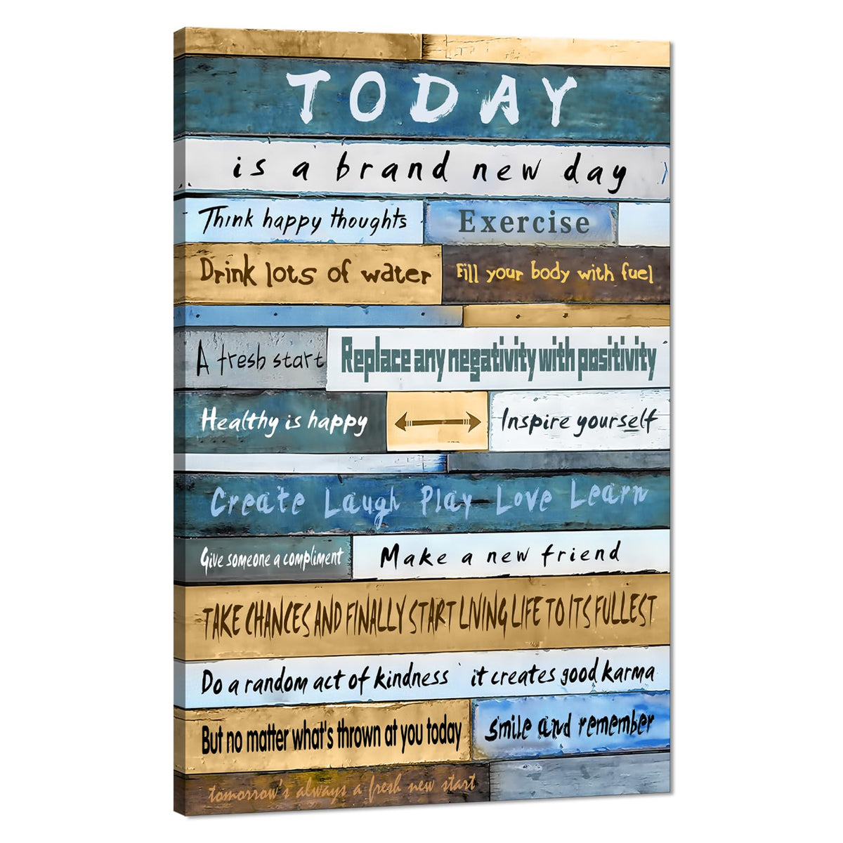 Large Inspirational Wall Decor Motivational Word Theme Prints Team Positive Motto Famous Words Blue Rustic Artwork Picture for Bathroom Office Framed Easy to Hang (Style_09 / 44"L x 28"W)