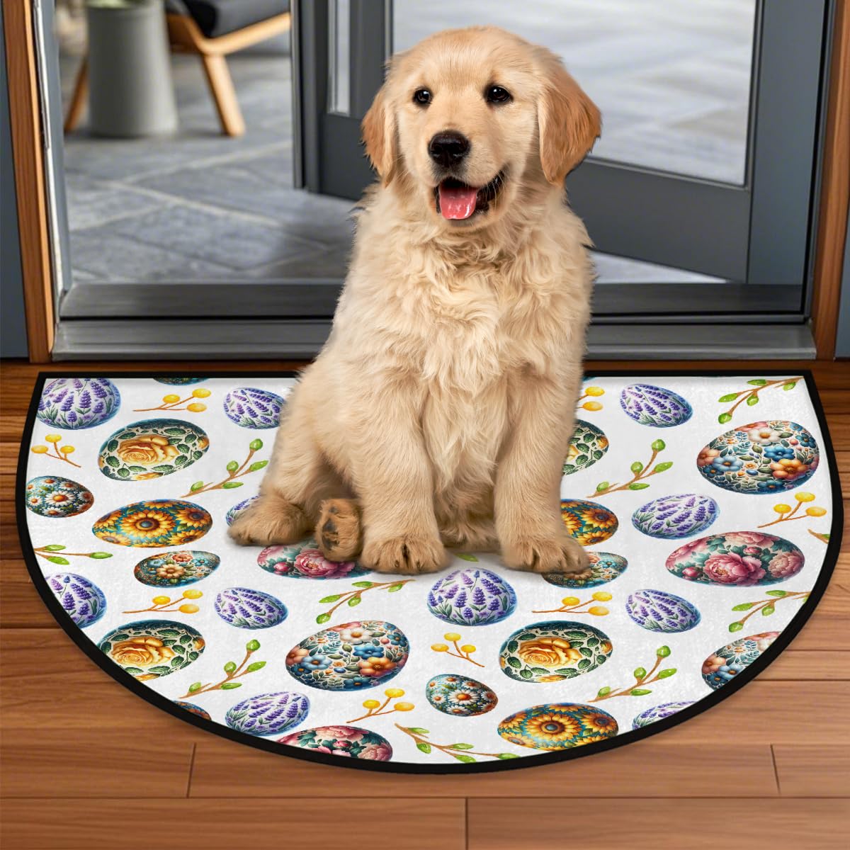 Egg Half Round Door Mat Semi Moon Rug Fireplace Carpet Area Rugs (Color7)