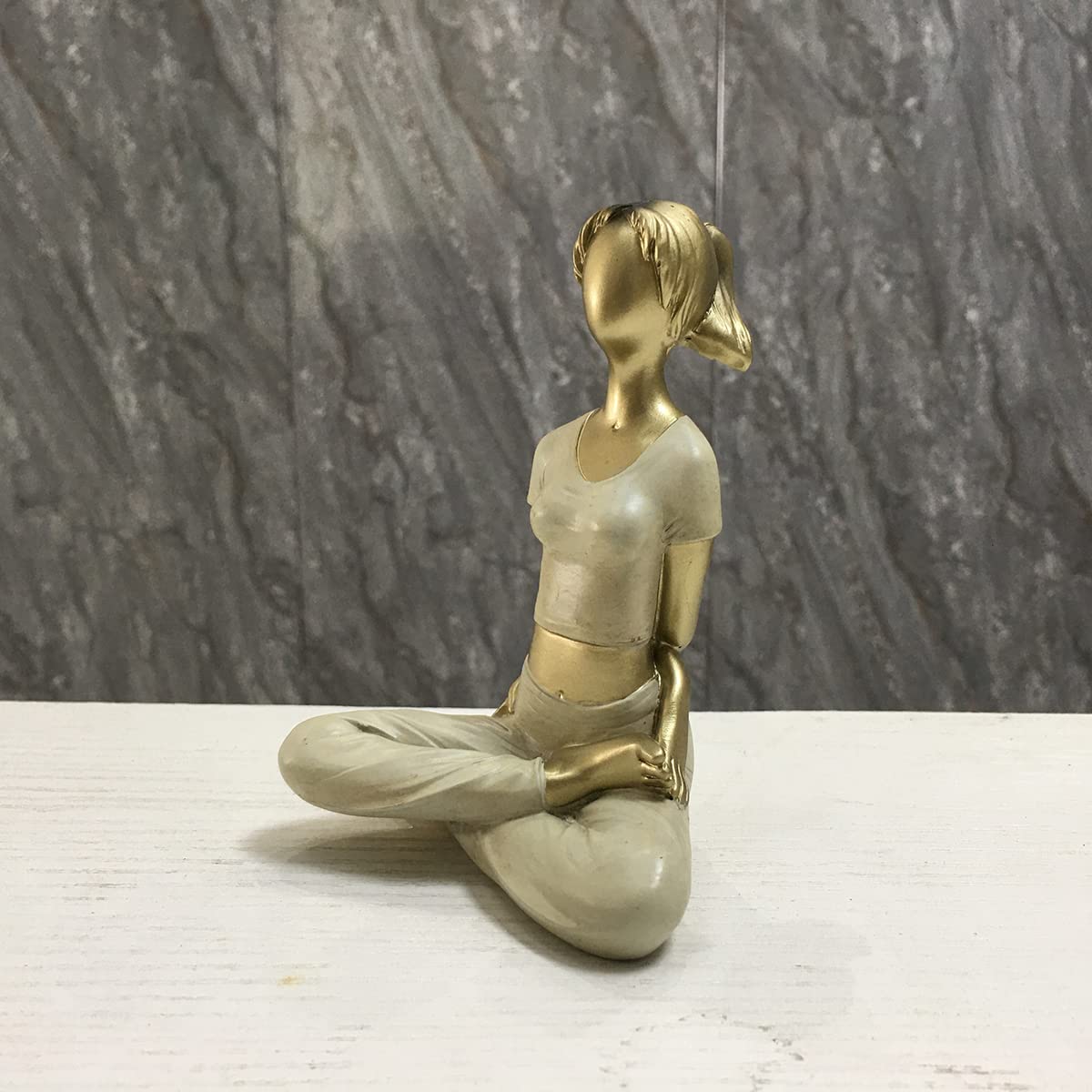 Meditating Yoga Girl Figurine Gold Yoga Figurine Sitting in Yoga Pose (Style6)