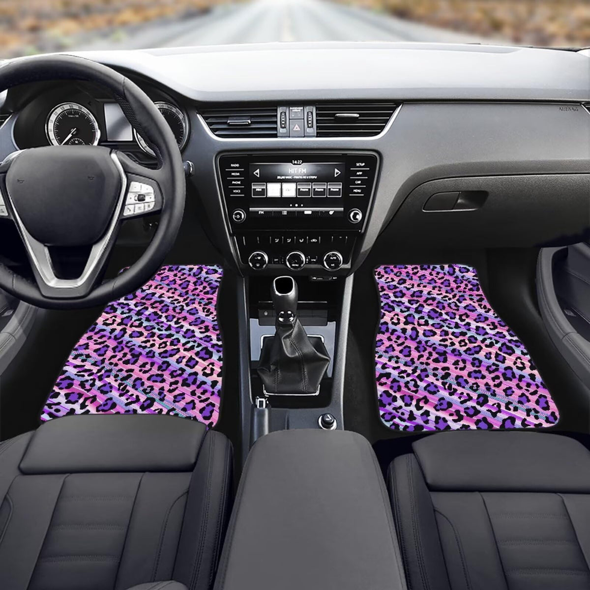 Blue Leopard Car Floor Mats Cheetah Print Automotive Floor Mats 4 Piece Cars Foot Mat Washable Front and Rear Auto Rugs Carpet Mat Leopard Car Interior Accessories (Blue Leopard)