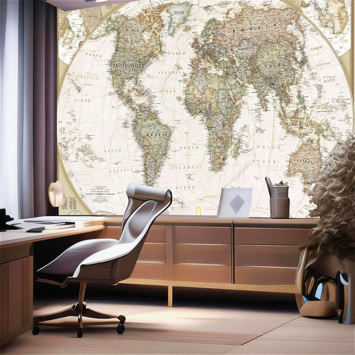 Peel Stick Wall Mural Wallpaper World Map 136"x96" Decor G19 (G19 / 136" x 96")