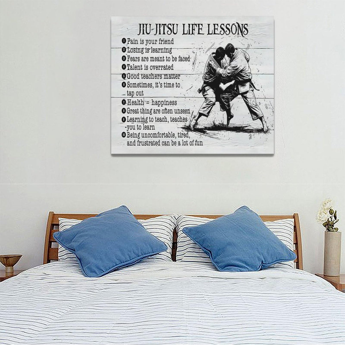 Jiu Jitsu Wall Art Jujitsu Life Lessons Pictures Wall Decor Judo Canvas Prints Martial Decorations Painting Framed Artwork Office Home Decor For Gym Martial Arts Hall Bedroom Living Room 24"x20" (Jujitsu / 20L" x 24W")