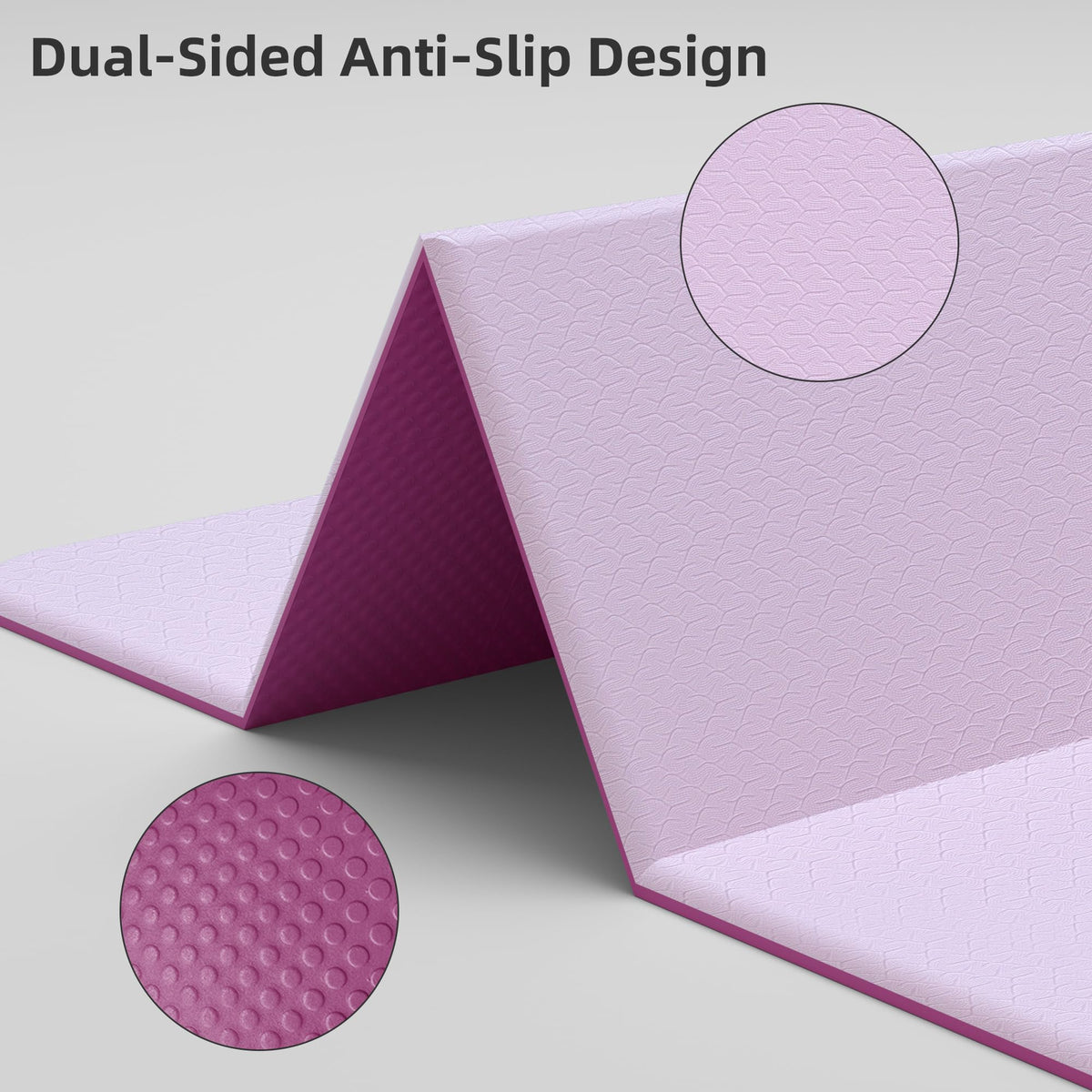 7 Fold Design Extra Thick Yoga Mat 72"L x 24"W x 0.47" (Deep Pink & Light Pink)