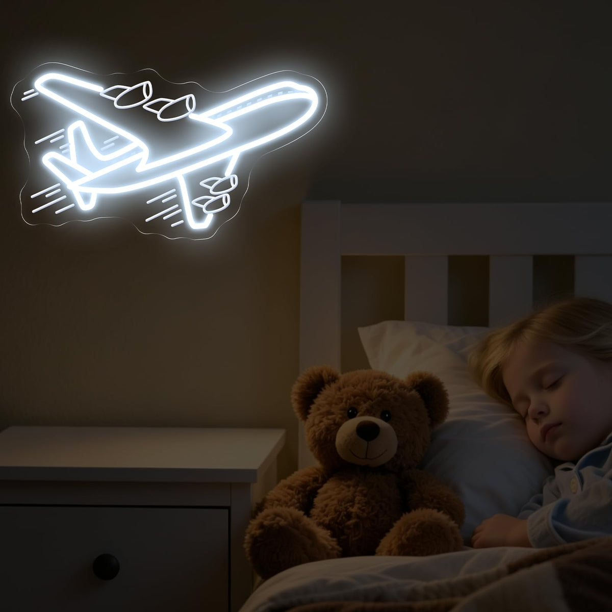 Airplane Neon Sign (Airplane-2-White)