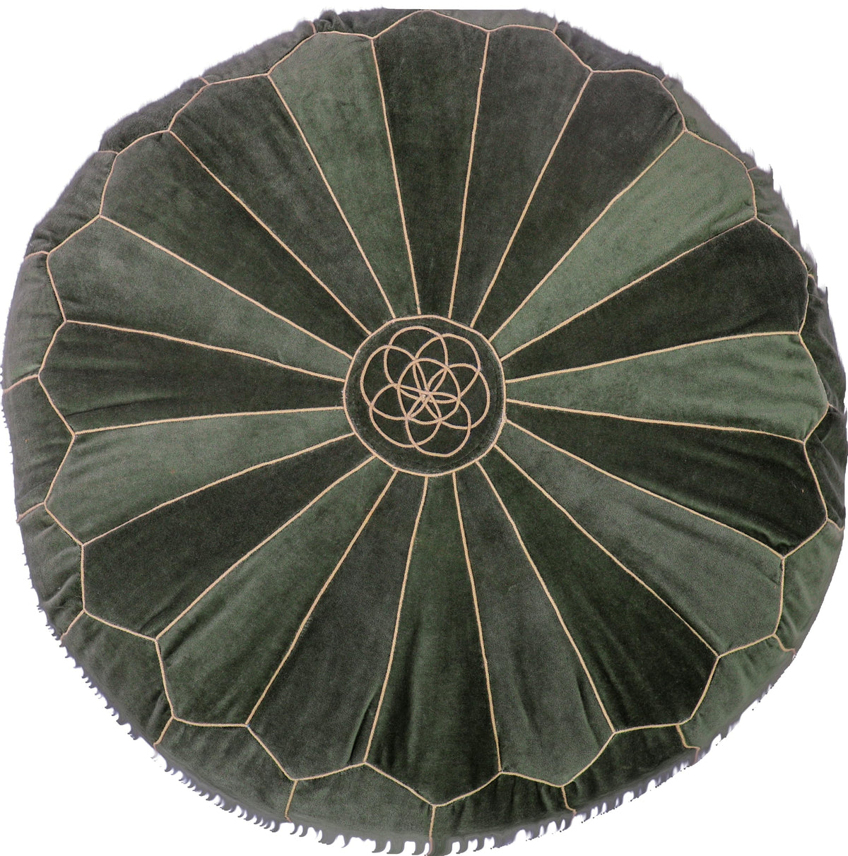 Olive Green Moroccan Velvet Floor Pouf (Olive Green)