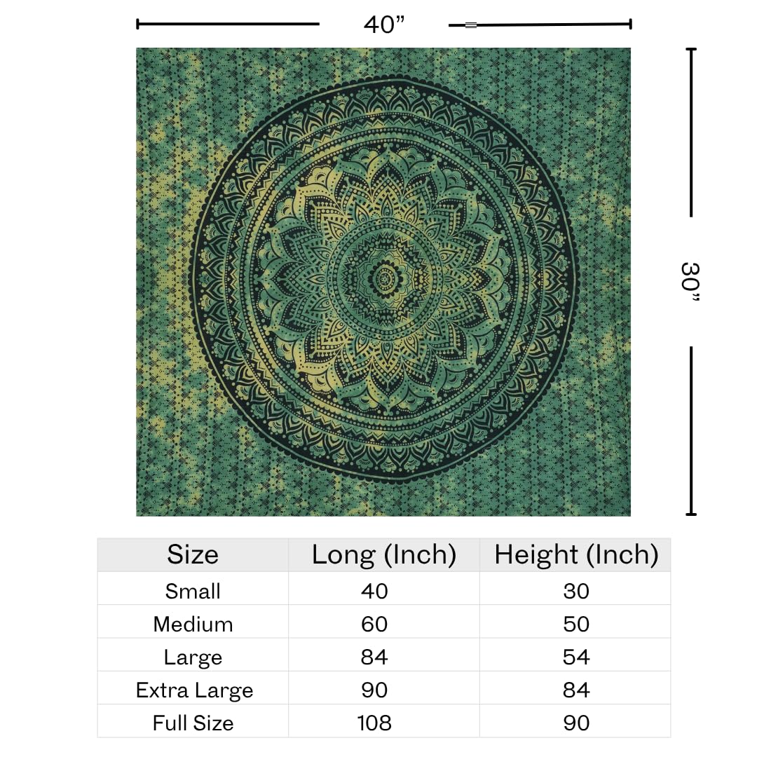 Handmade Cotton Mandala Wall Tapestry (Green / 40"L x 30"W)