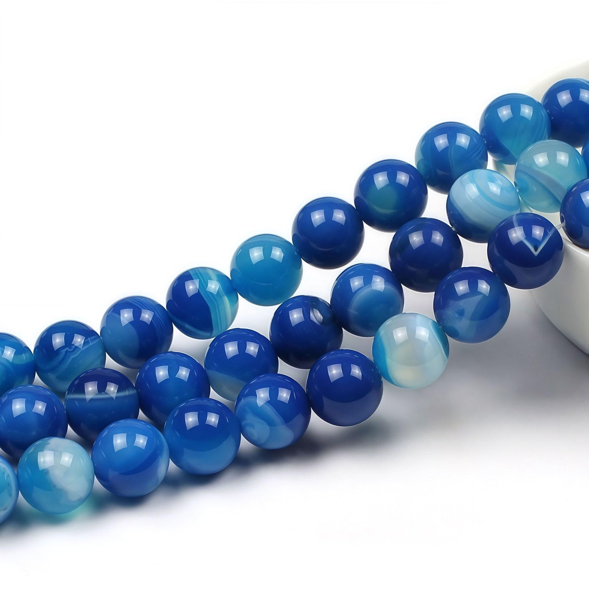 Natural Stone Beads Blue Striped Agate Round Loose Beads for Jewelry Making DIY Bracelet Necklace (Blue Striped Agate / 6mm)