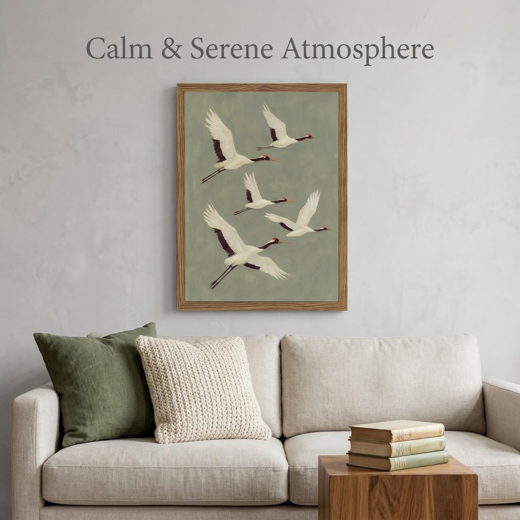 Framed Crane Bird Wall Art (Crowned Crane / 16"L x 24"W)