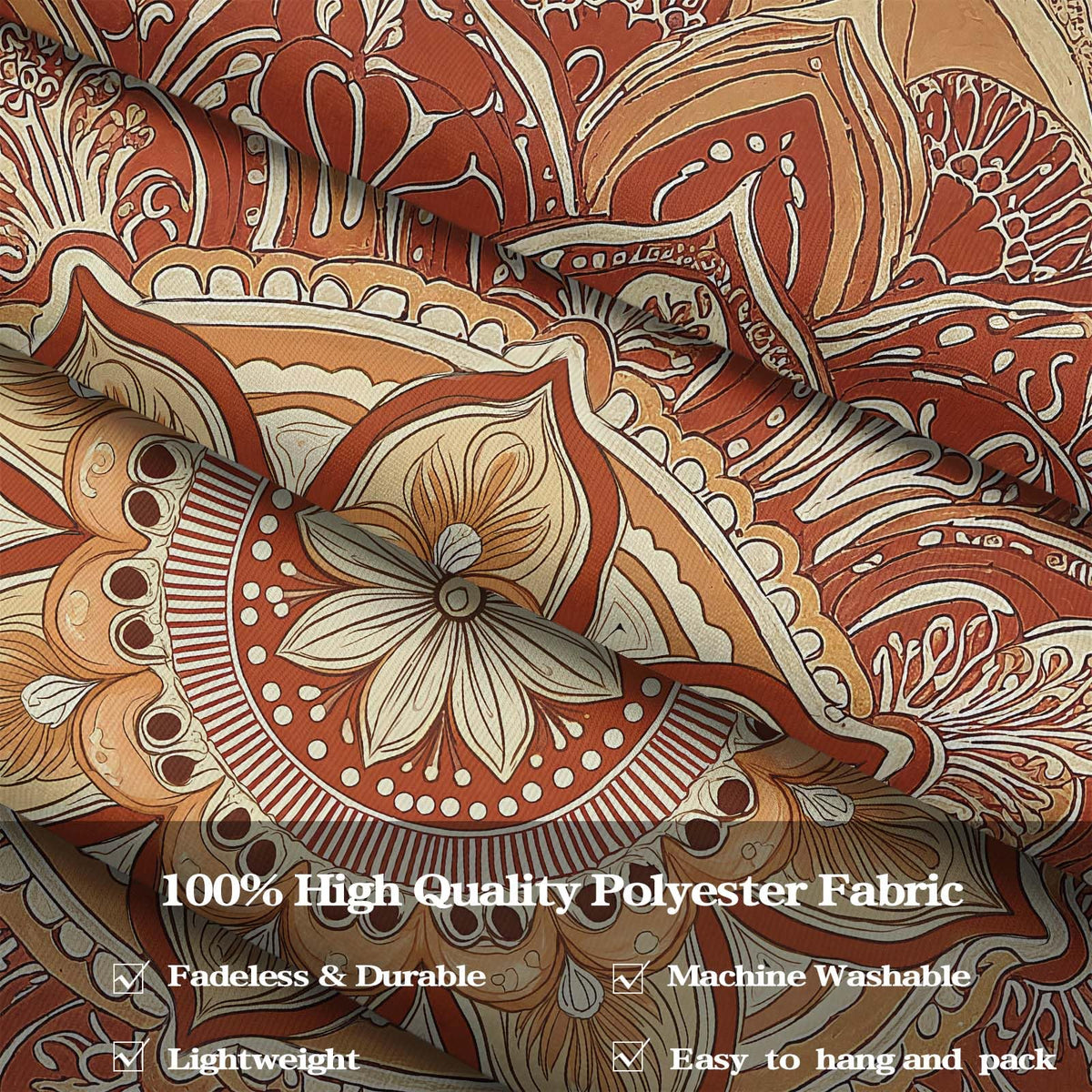 Tapestry Ornate Floral Mandala Tapestries Bohemian Indian Tapestries Elegant Pattern Wall Tapestry Bedroom Dormitory Living Room Decoration 60"x44" (60"L x 44"W / Earth Tones)