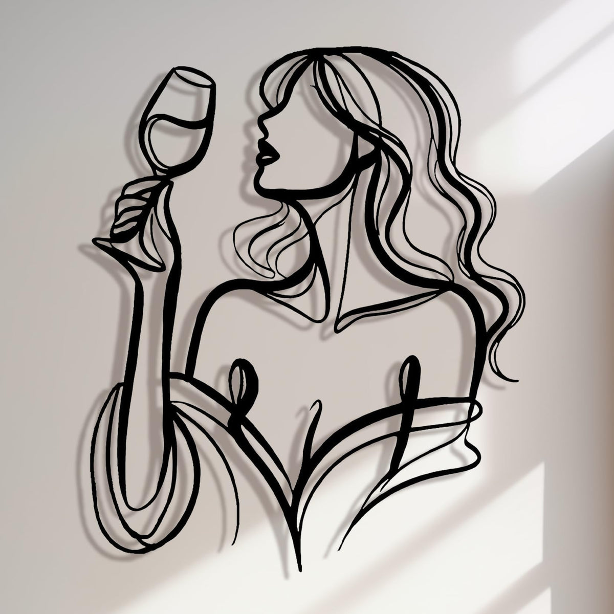 Black Metal Wall Art Decor (Drinking Wine)