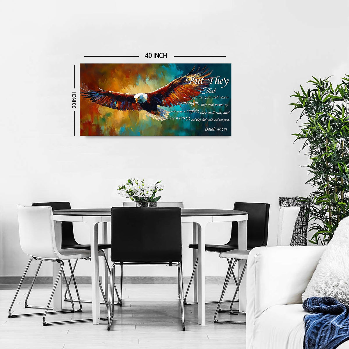 Christian Wall Art Eagle Decor Isaiah 40 31 Wall Art Bible Verse Wall Decor Inspirational Scripture Canvas Prints Eagle Pictures Religious Biblical Artwork for Bedroom Living Room Home Decoration 20x40" (40"L x 20"W / Isaiah 40 31)