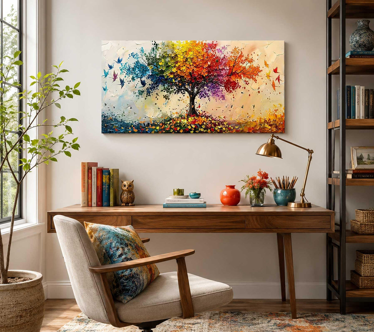 Large Colorful Tree of Life Canvas Wall Art (Colorful Tree / 32"L x 16"W)