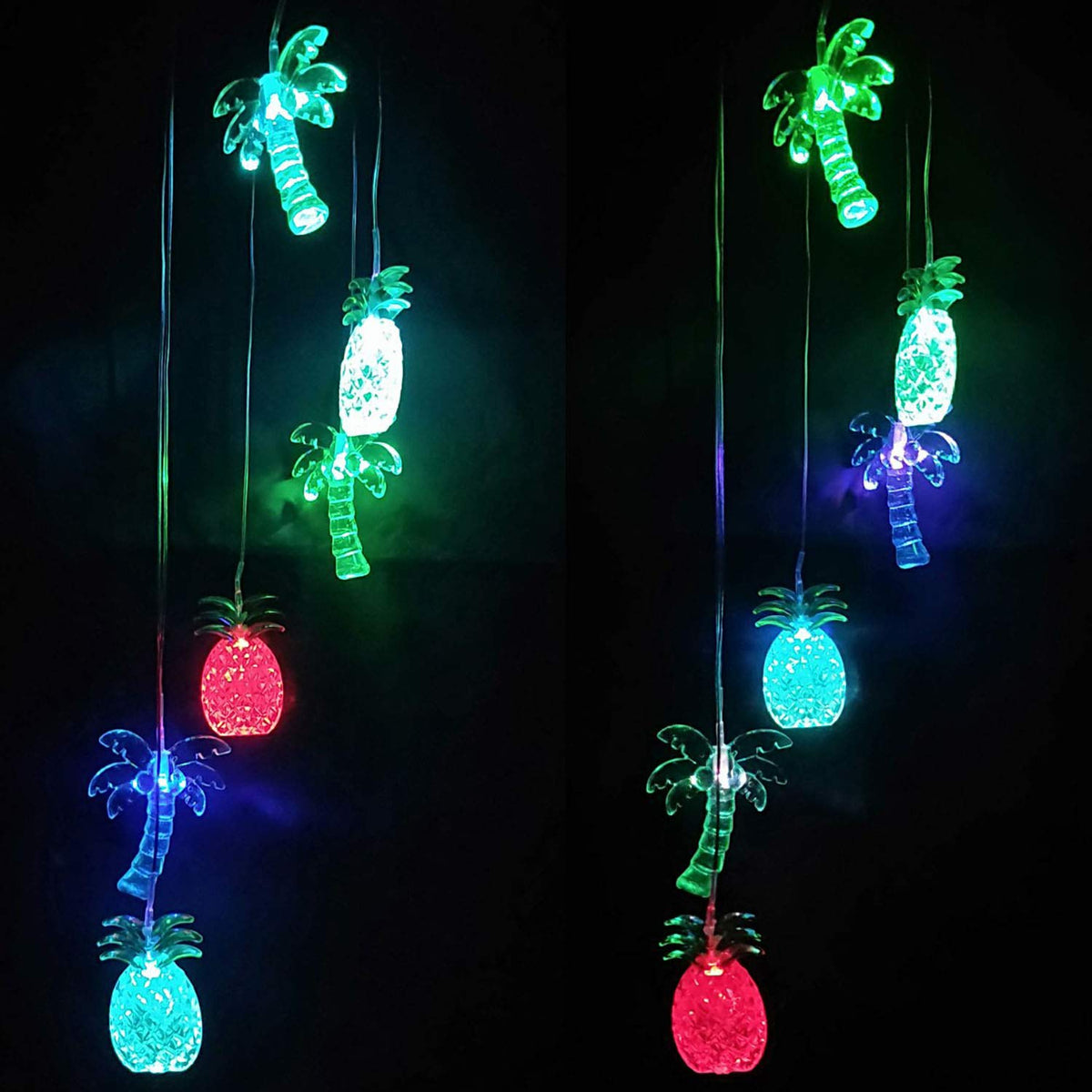 Solar Coconut Tree Pineapple LED Wind Chimes Outdoor
