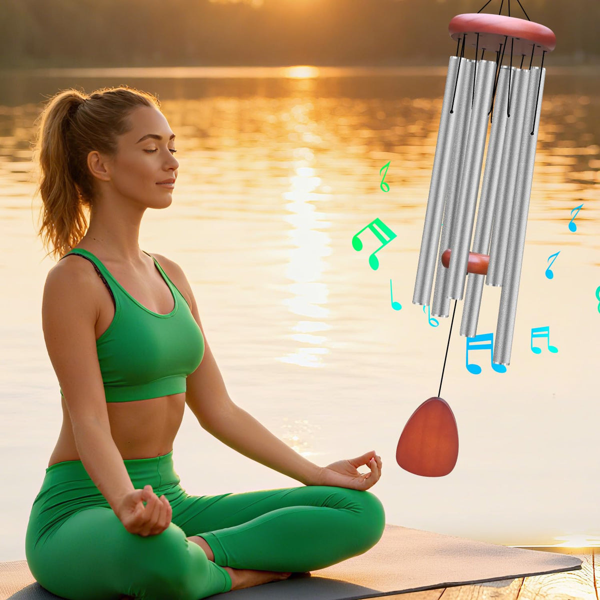 Aluminium Wind Chimes Outside (Light gray wind chime -36“)