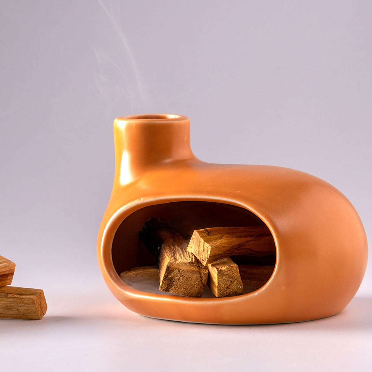 Ceramic Palo Santo Holder (Classic Glazed Ceramics - Orange)