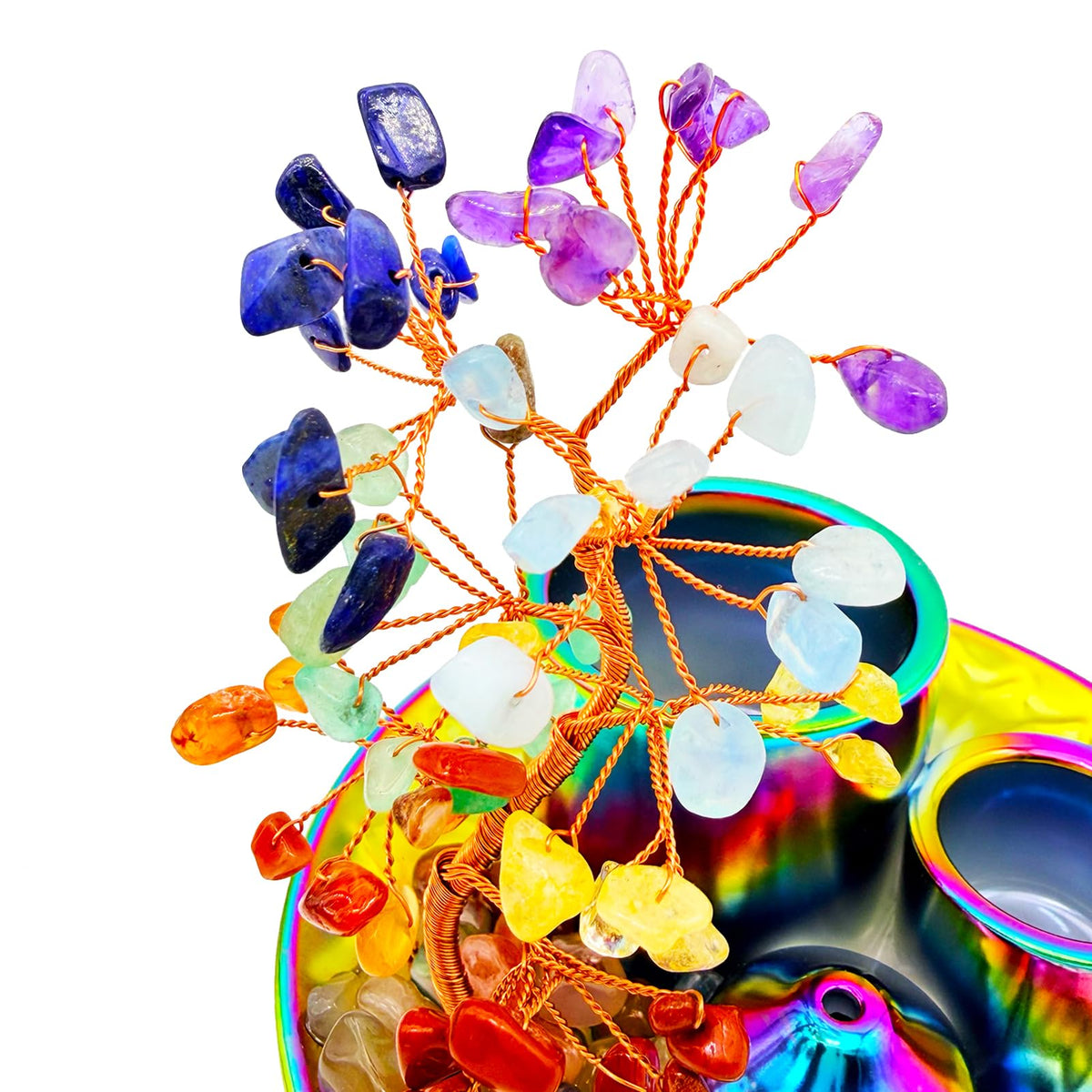 5 in 1 Incense Burner Holder with Crystal Tree for Burning Palo Santo Stick (Colorful)