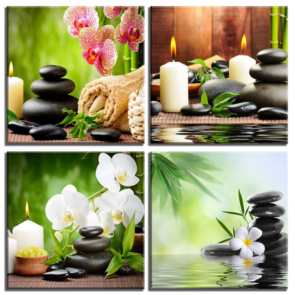 Spa Massage Treatment Wall Art (16X16inchX4 / orchid &zen)