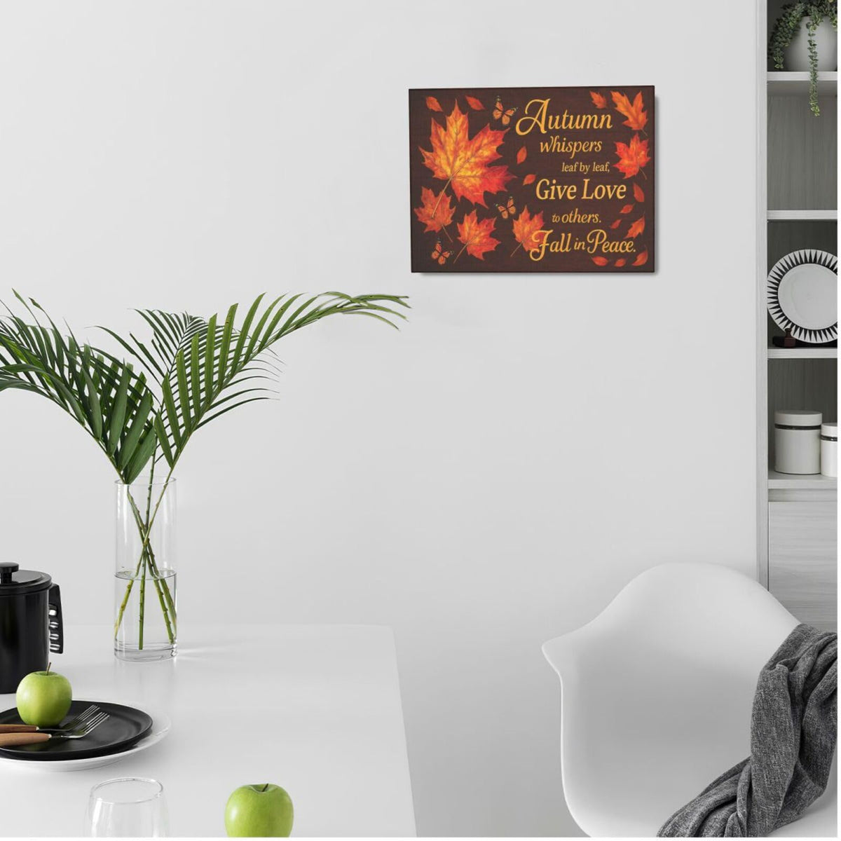Fall Maple Leaves Wall Art Christian Canvas Wall Decor Pictures Christ Paintings Prints Religious Bible verse Artwork Framed Decorations For Church Prayer Room Bathroom Bedroom Living Room Gifts 16" x 12" (Maple Leaves / 16"L x 12"W)