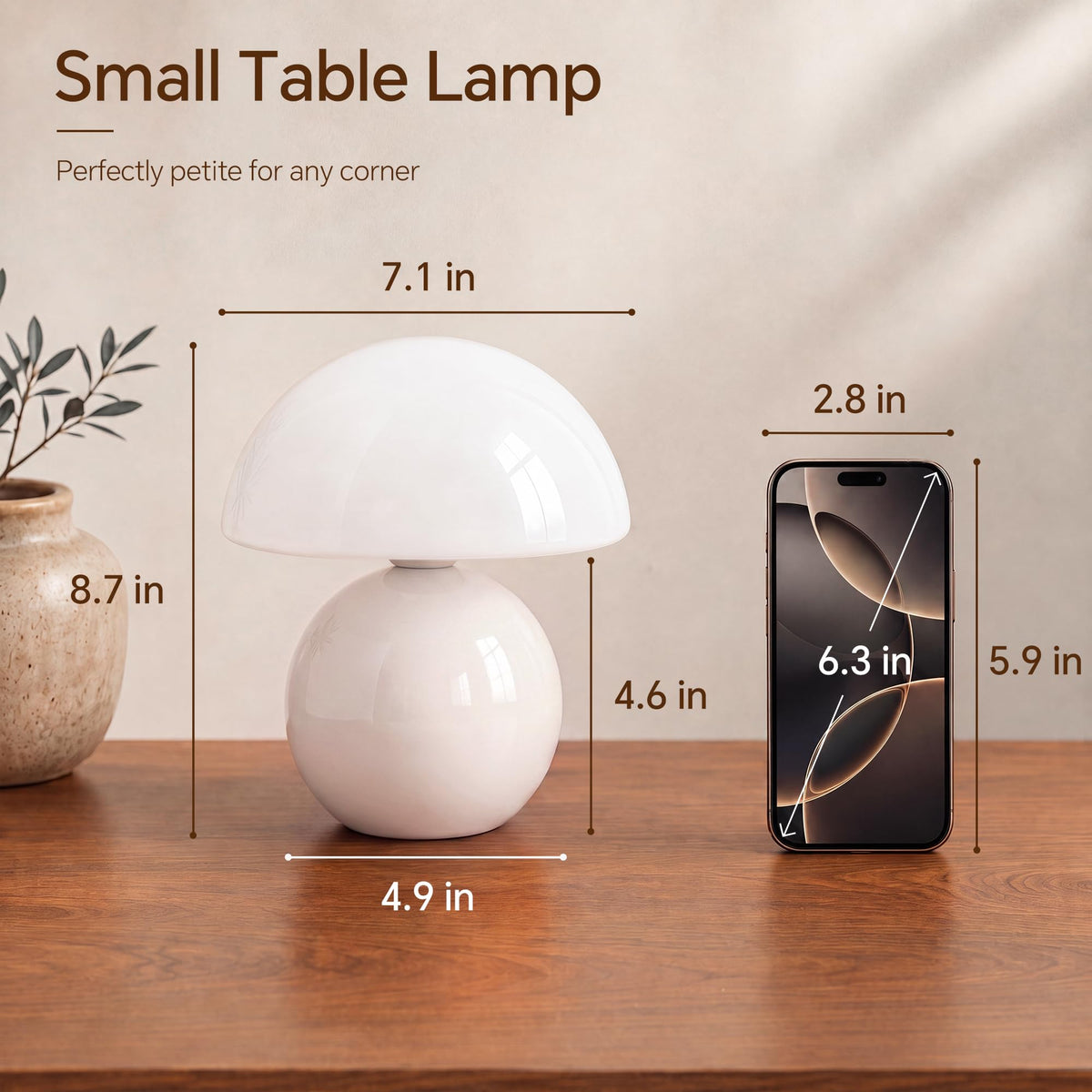 Mushroom Lamp Table Lamp for Bedroom (White)