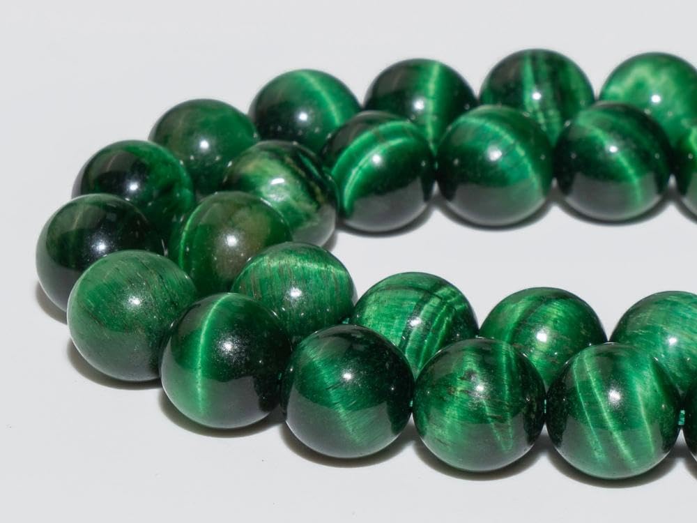 108Pcs Green Tiger Eyes Spacer Loose Beads Bulk with Holes Handcrafted for DIY Bracelets Jewelry Making Crafts Supplies (Green Tiger Eyes / 8MM, 108pcs)