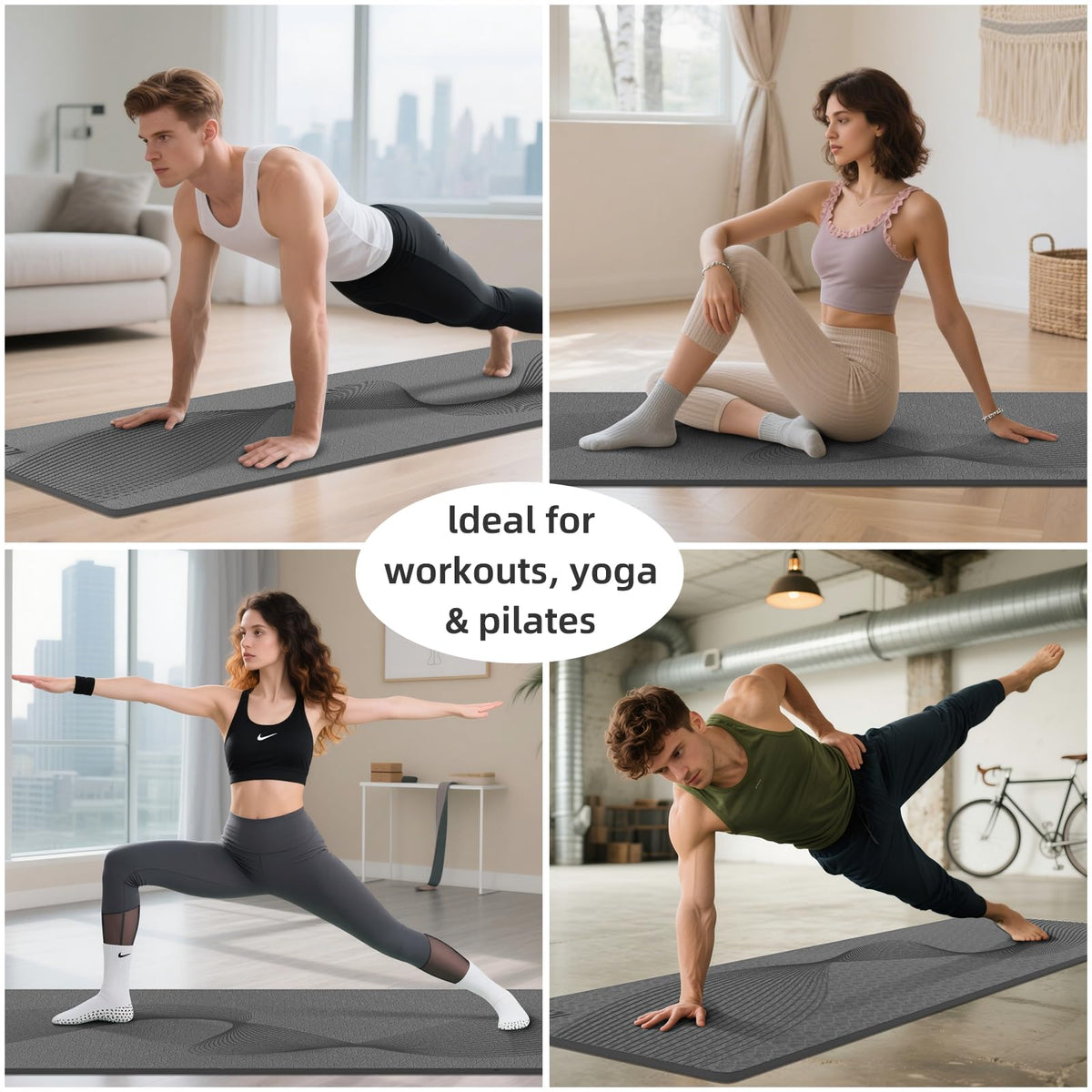 Yoga Mat 72x25×0.3 Inch (grey)