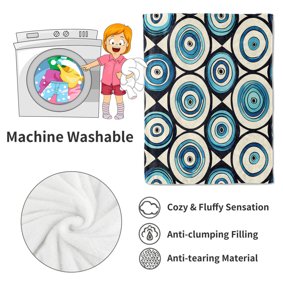 Evil Eye Blanket Modern Geometric Circles Throw Blankets (50x60in / Evil Eye)