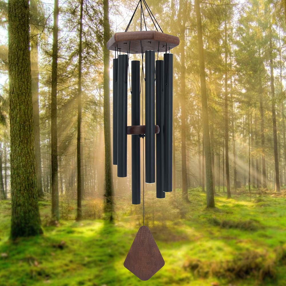 Wind Chimes for Outside 30 inch Black Aluminum Garden Patio Gift Decor Yard (30" / Black)