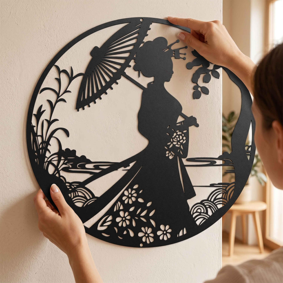 Japanese Geisha Metal Wall Art (Geisha)