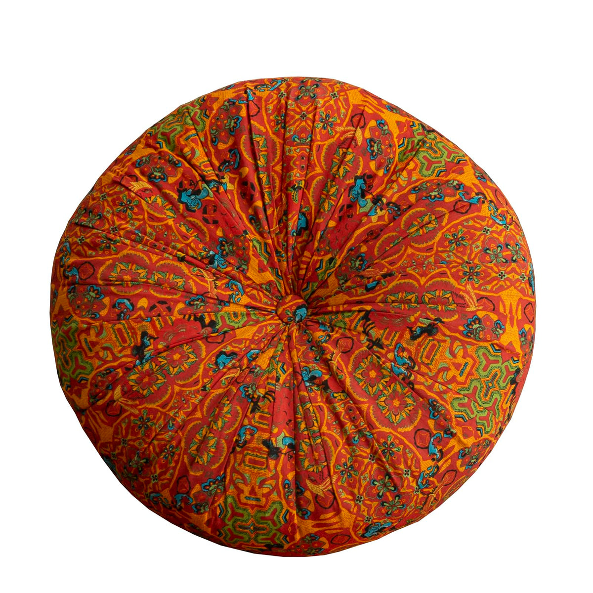 Moroccan Printed Round Chair Pads Cotton Linen Soft Comfort Chair Cushion Colorful Pompom Seat Cushions for Indoor Dining Room and Kitchen Chairs (22x22 Inch / Orange)