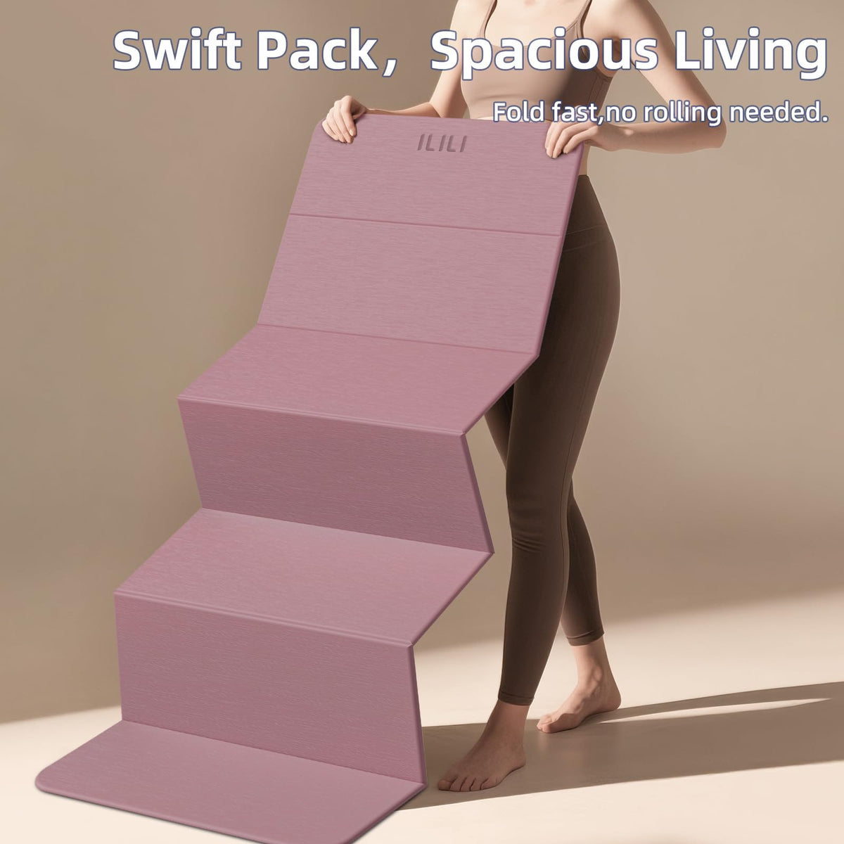 Foldable Yoga Mat 10mm (Dark Pink+Dark Grey)