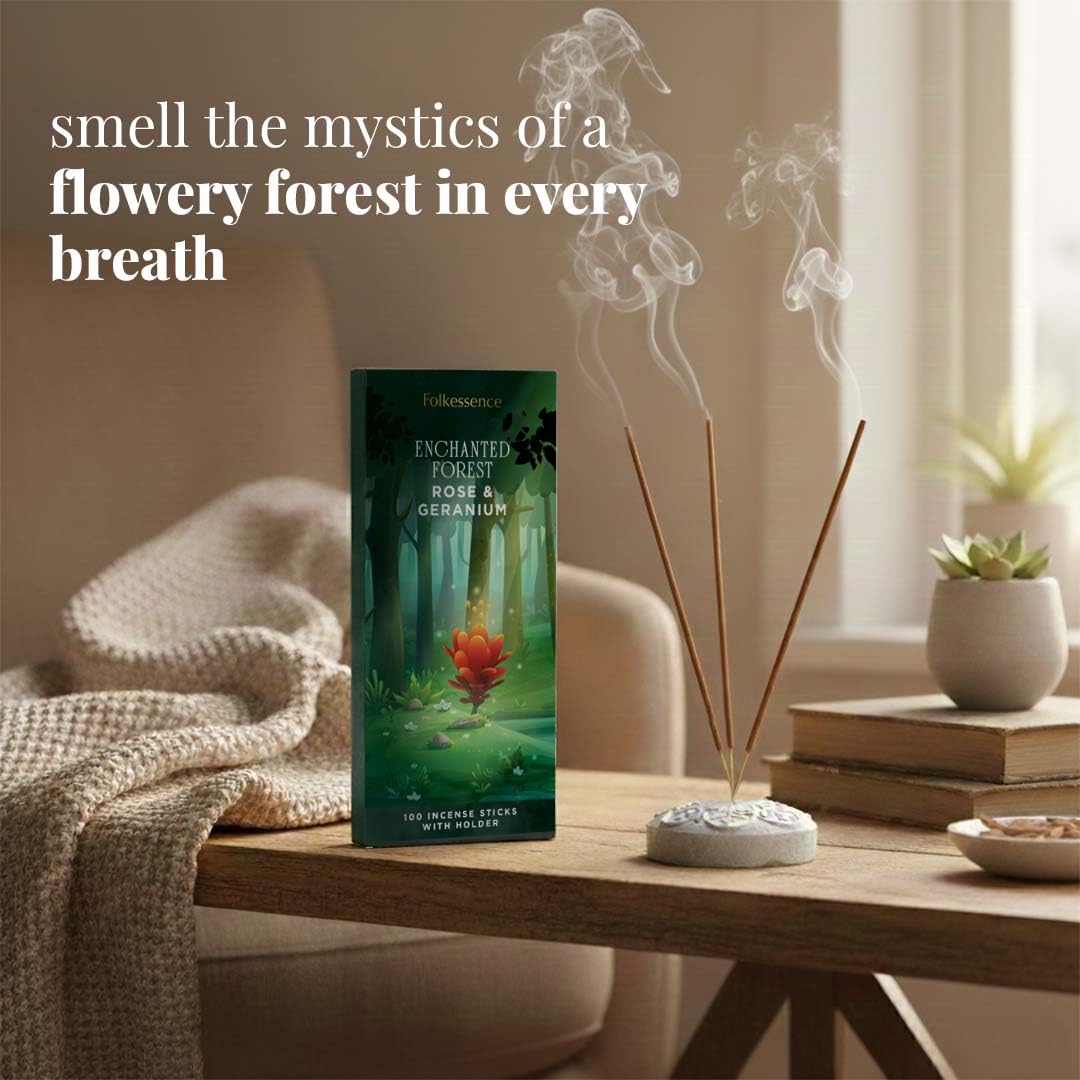 Rose & Geranium Outdoor Incense Sticks with Holder (Pack of 100)