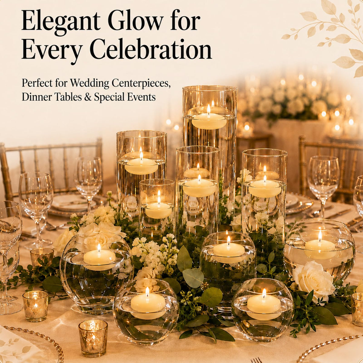 2 Inch Floating Candles (Ivory-12pack / 2 inch)