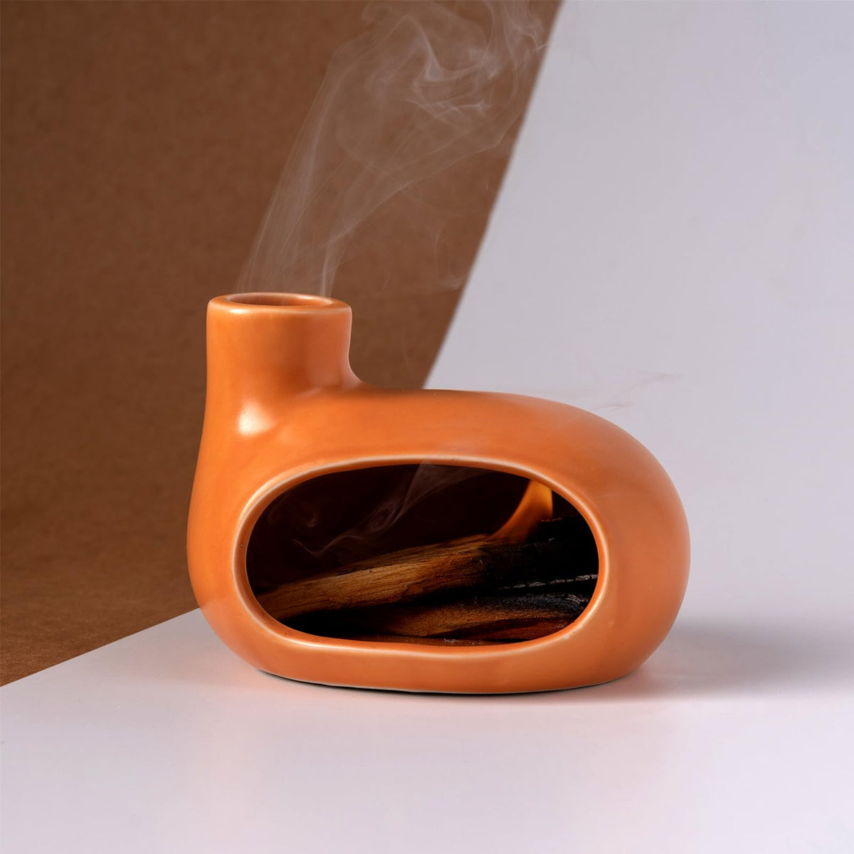 Ceramic Palo Santo Holder (Classic Glazed Ceramics - Orange)